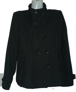 OuterEdge Women’s Black Wool Blend Double Breasted Coat Size M M014D